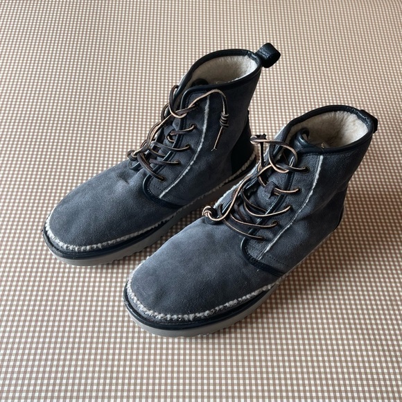 UGG-Harkley Grey Suede Lace-Up Boots. Mens size 14 - Picture 1 of 16